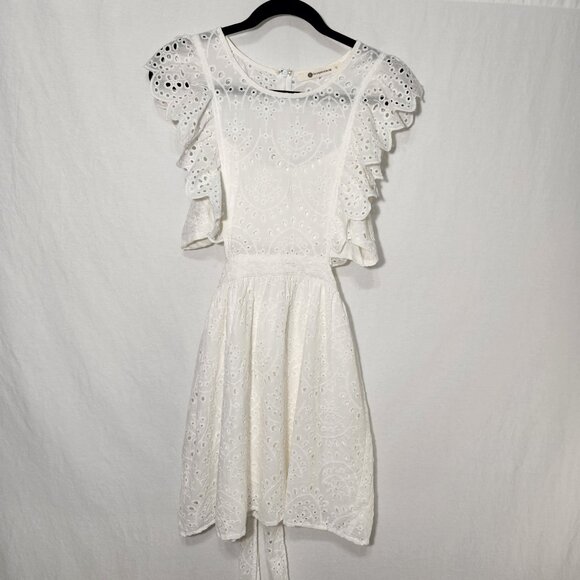 The Impeccable Pig Dresses & Skirts - THE IMPECCABLE PIG Cut it Out Romantic White Eyelet Mini Dress Size L LIKE NEW!